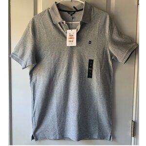 DKNY Men's Short Sleeve Polo Shirt Light Gray Embroidered Logo Size Small